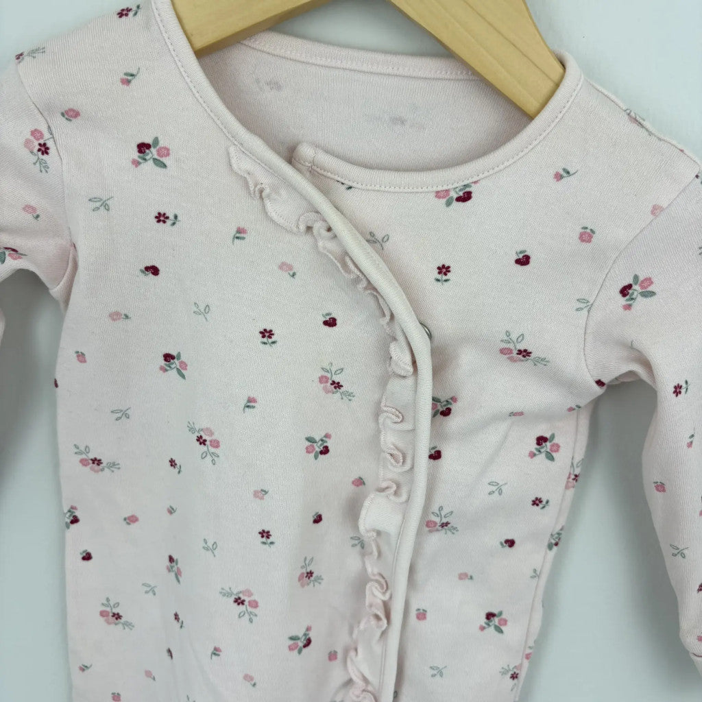 Matalan rózsaszín virágmintás rugdalózó 68