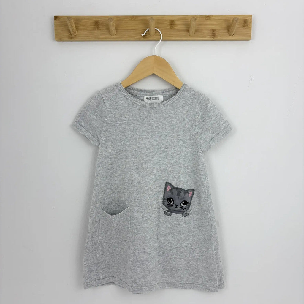 H&M szürke cicás ruha 98/104