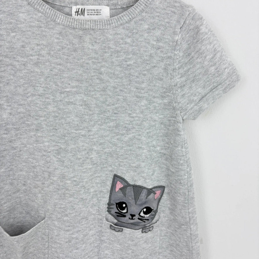 H&M szürke cicás ruha 98/104
