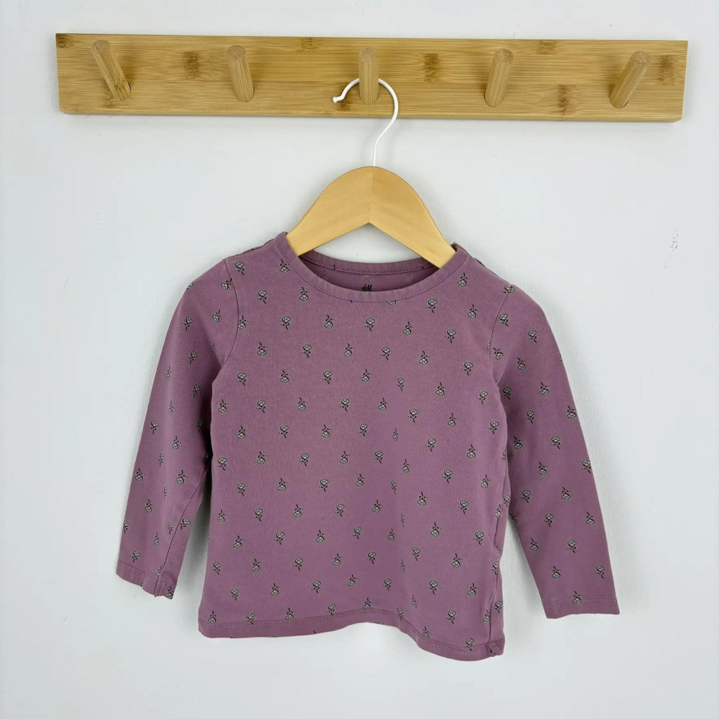 H&M lila virágmintás hosszú ujjú 92