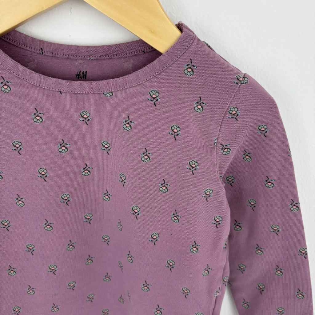 H&M lila virágmintás hosszú ujjú 92