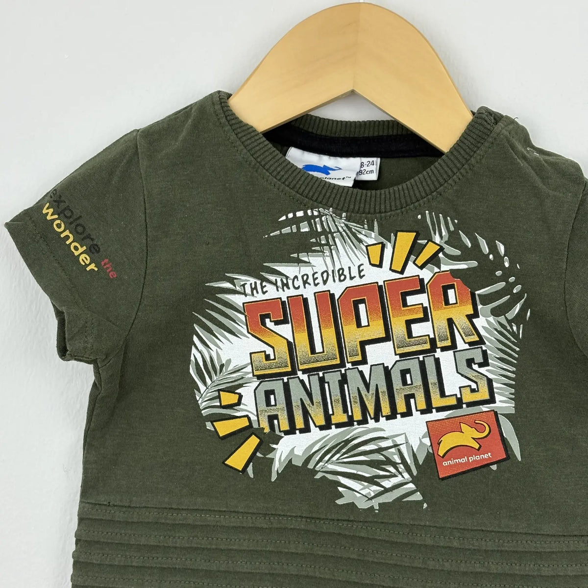 Fiú kakízold Super Animals póló 92 részlet