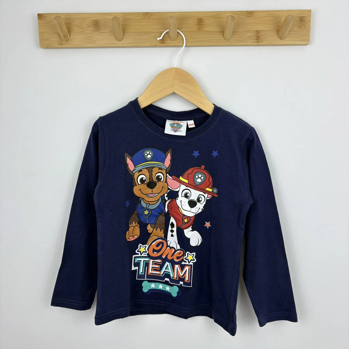 Nickelodeon Paw Patrol One Team nyomatos hosszú ujjú póló 98 104 sötétkék – teljes nézet