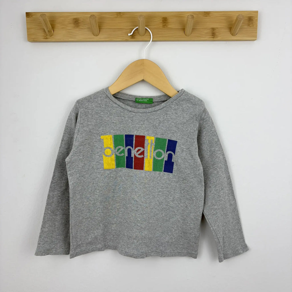 United Colors of Benetton logós hosszú ujjú póló 104 szürke – teljes nézet