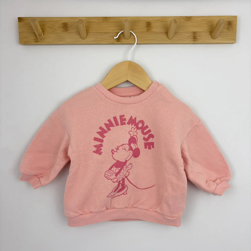 Rózsaszín H&M pulóver Minnie Mouse nyomattal, 68