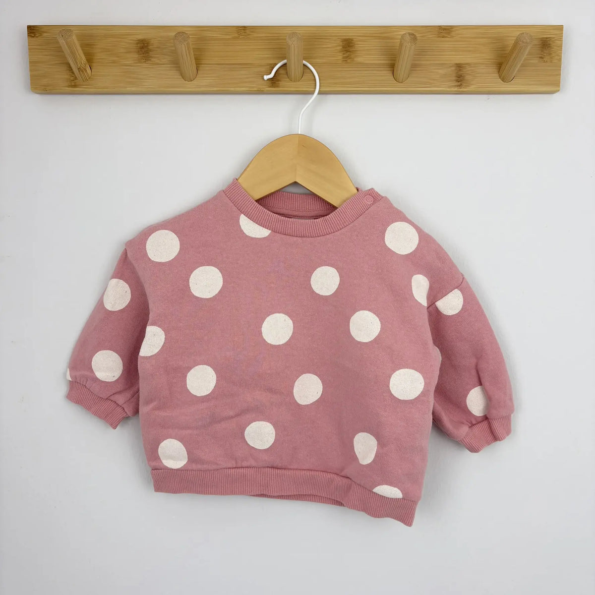 Rózsaszín H&M pöttyös pulóver, 68