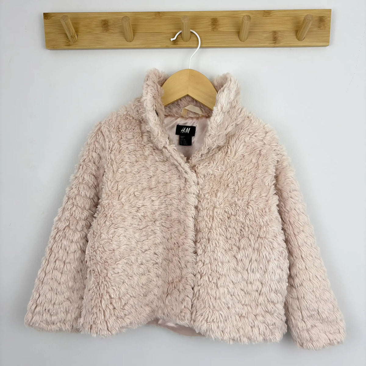 Halványrózsaszín H&M plüss kabát, 116