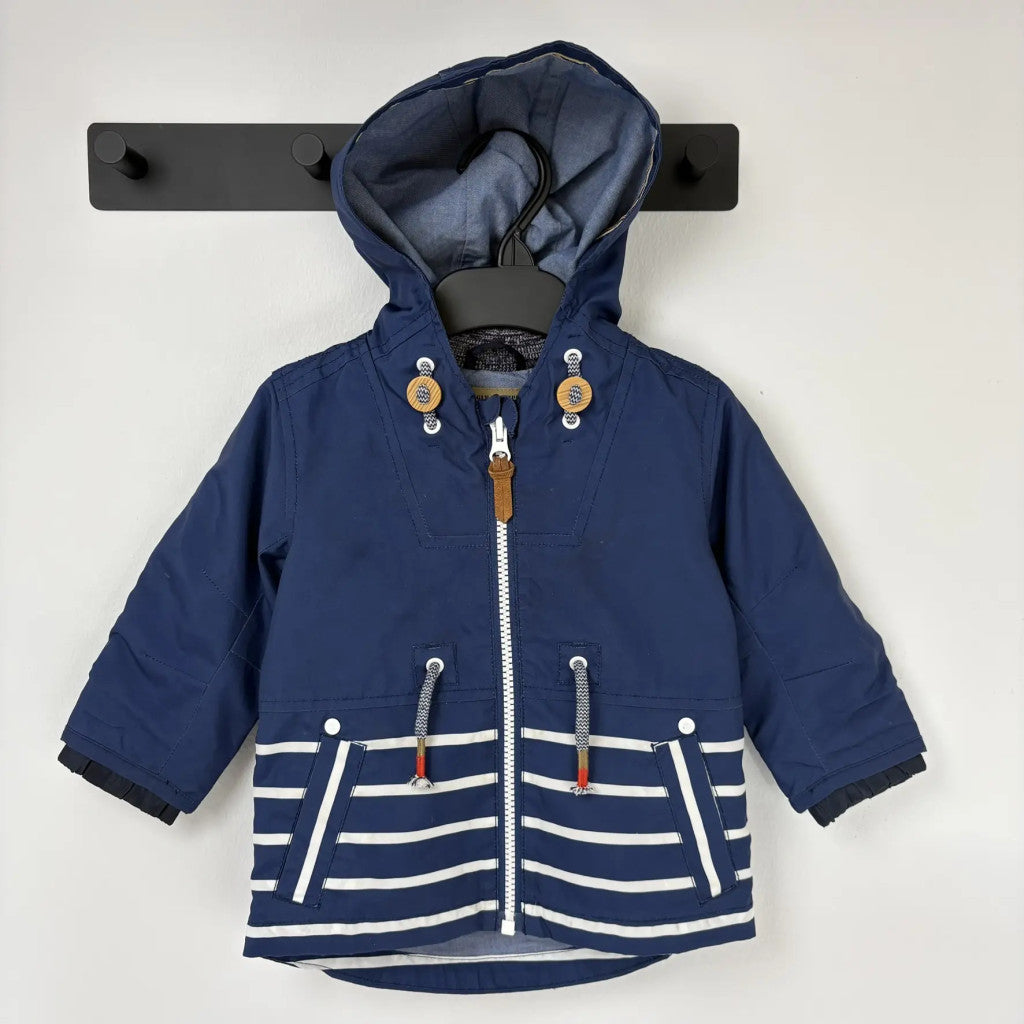 Next sötétkék-csíkos átmeneti kabát 80