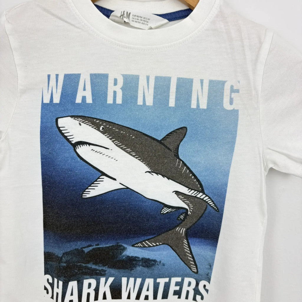 H&M fehér cápás póló 98/104