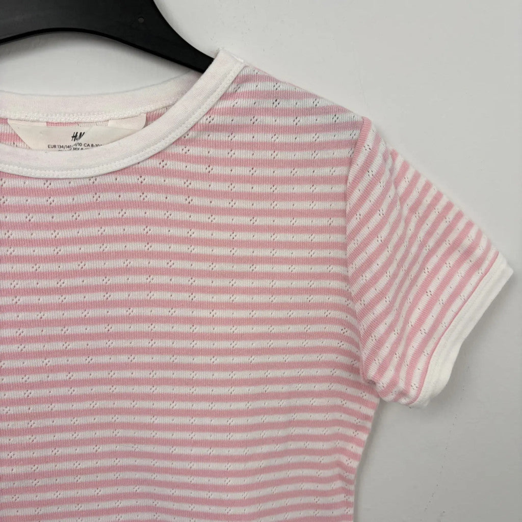 H&M rózsaszín csíkos póló 134-140