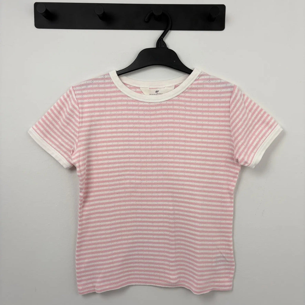 H&M rózsaszín csíkos póló 134-140
