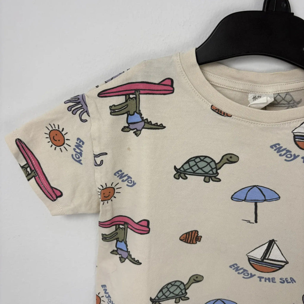 H&M bézs mintás póló 92
