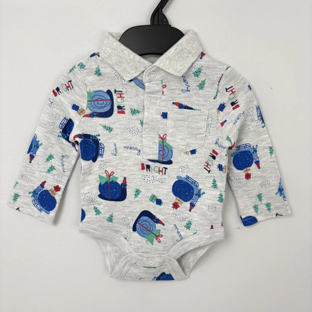 So Cute szürke karácsonyi mintás body 62