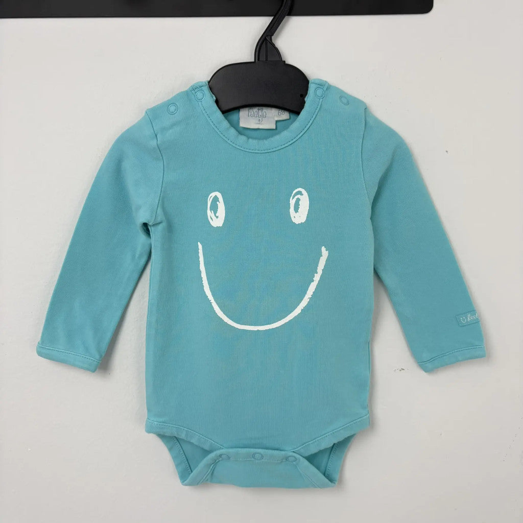 Feetje türkizkék smiley body 68