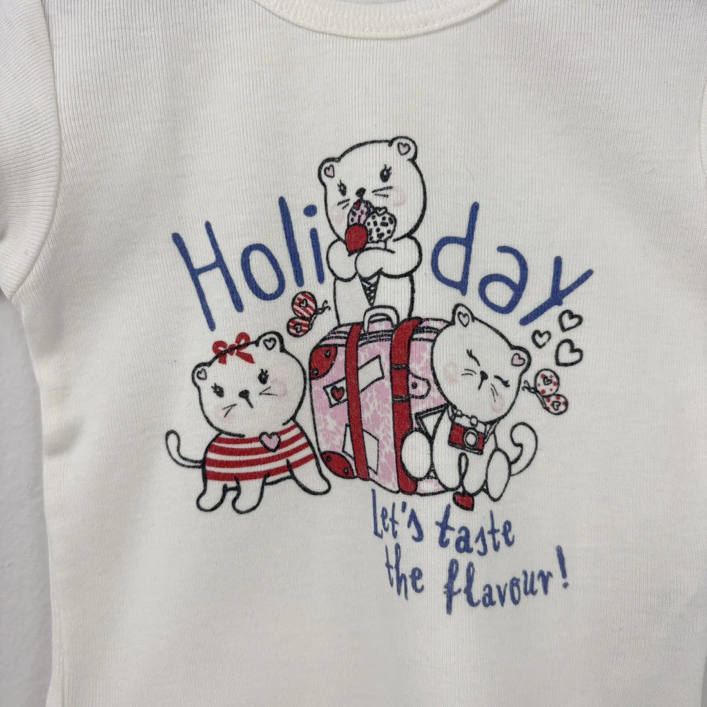 Benetton fehér Holiday mintás póló, lány (62)