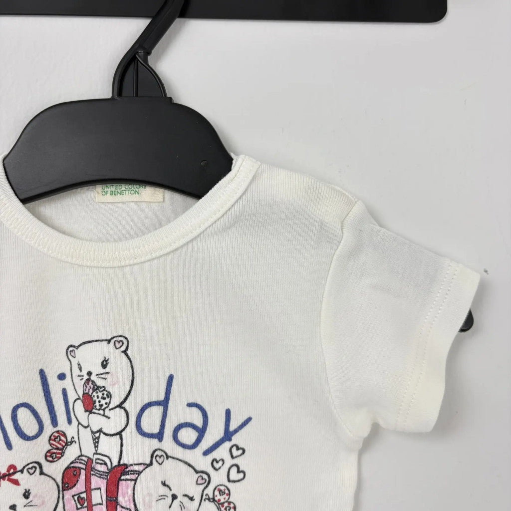 Benetton fehér Holiday mintás póló, lány (62)