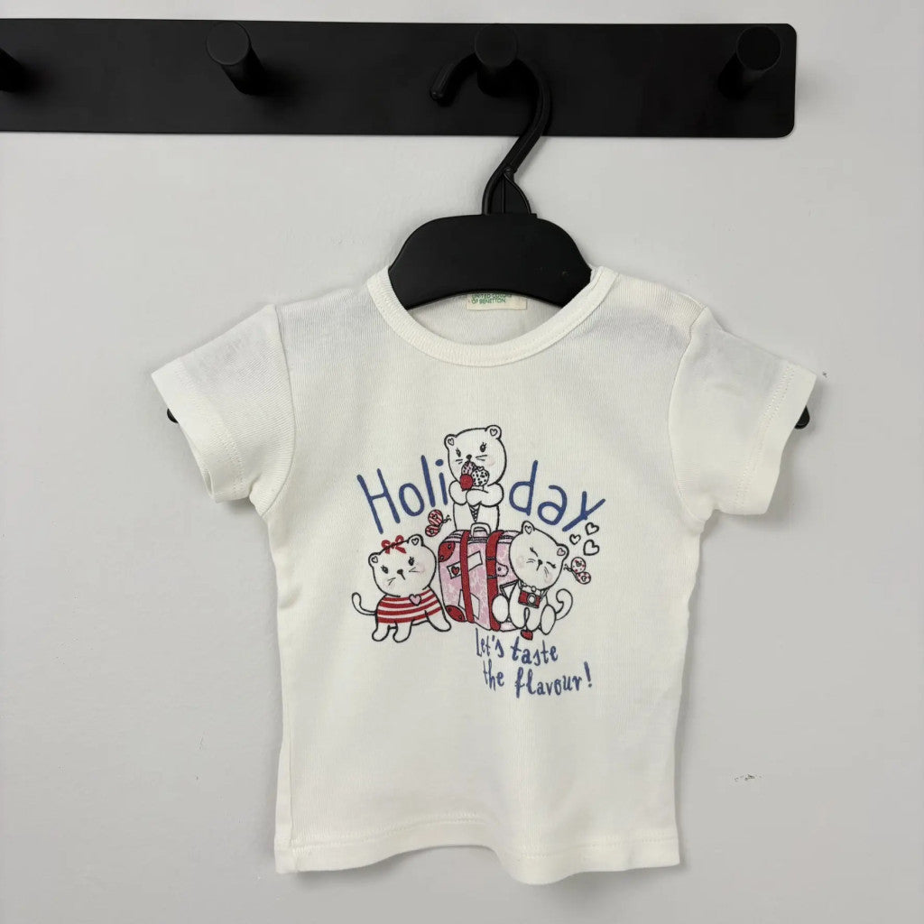 Benetton fehér Holiday mintás póló, lány (62)
