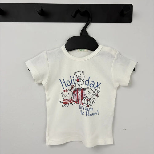 Benetton fehér Holiday mintás póló, lány (62)