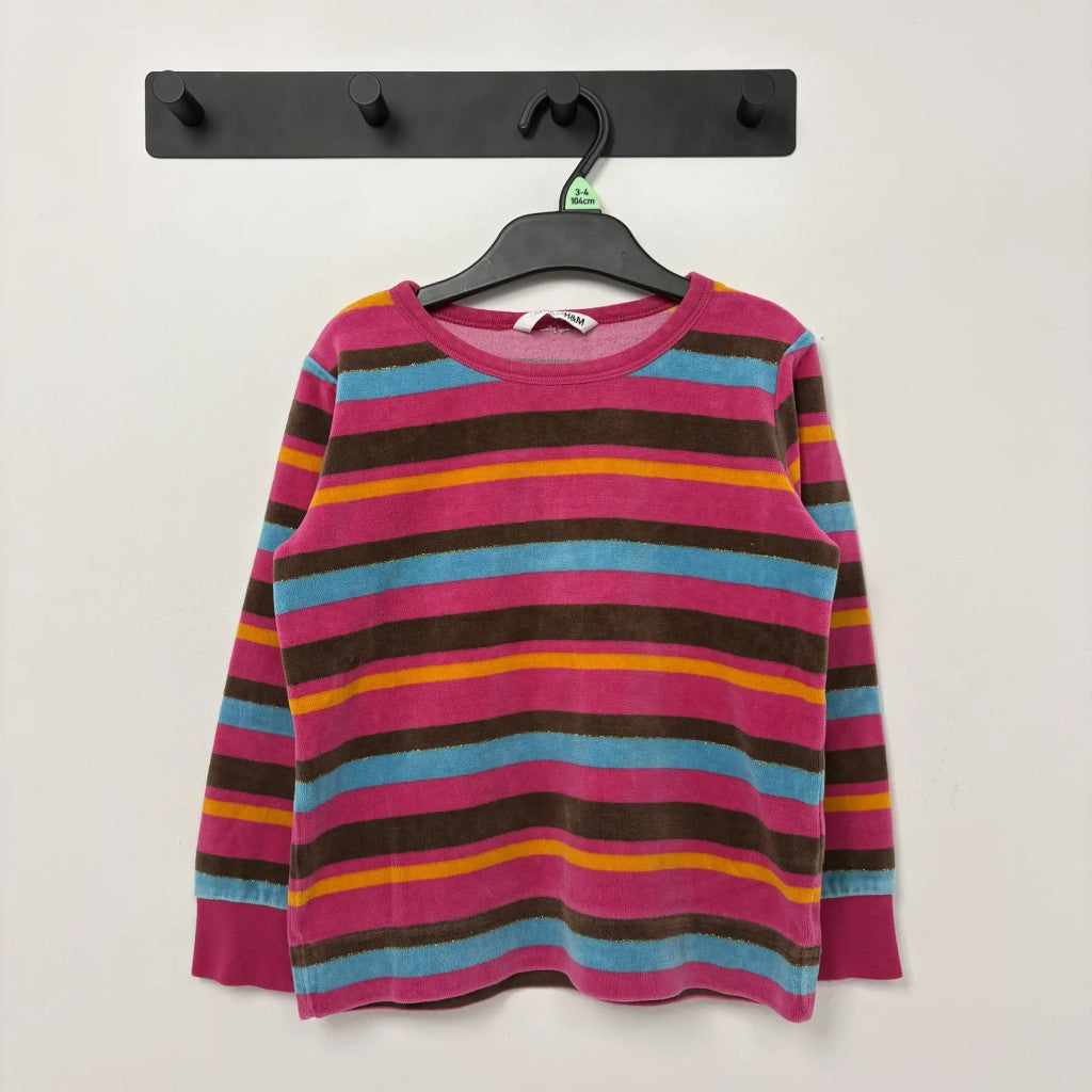 H&M Színes csíkos lány pulóver (116)