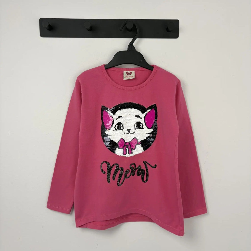 Pink cicás hosszú ujjú felső 116