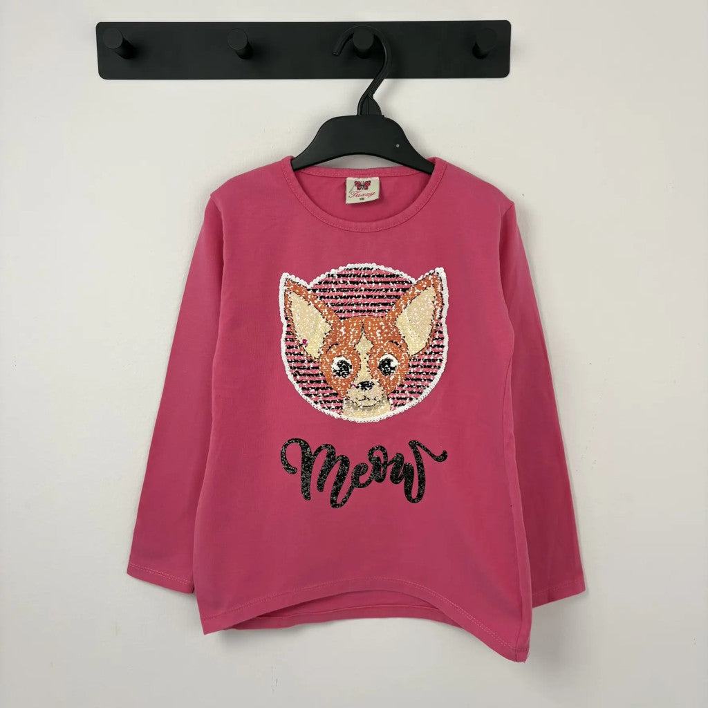 Pink cicás hosszú ujjú felső 116