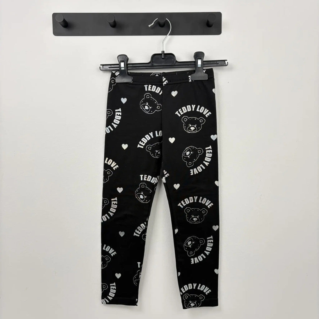 Fisherfield Fekete maci-szívecskés lány leggings (110)