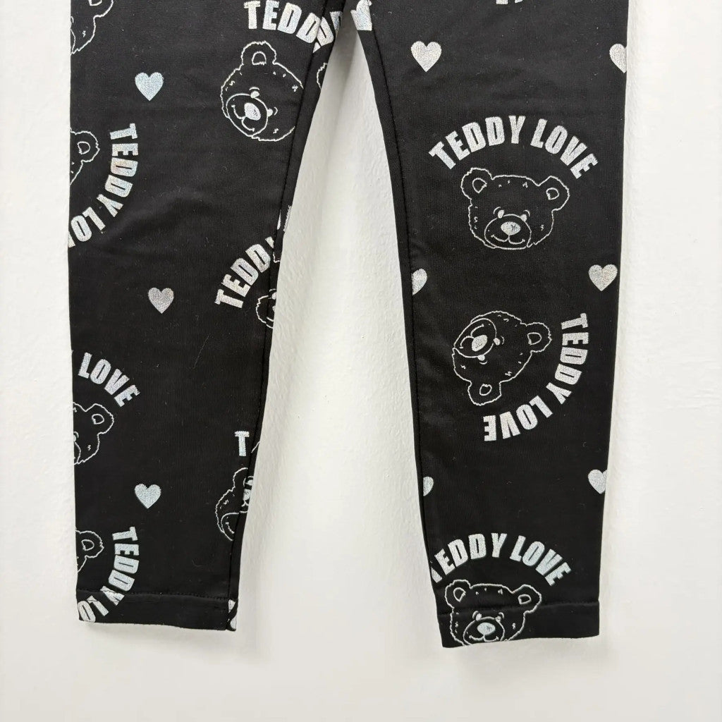 Fisherfield Fekete maci-szívecskés lány leggings (110)