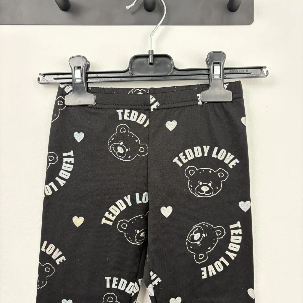 Fisherfield Fekete maci-szívecskés lány leggings (110)