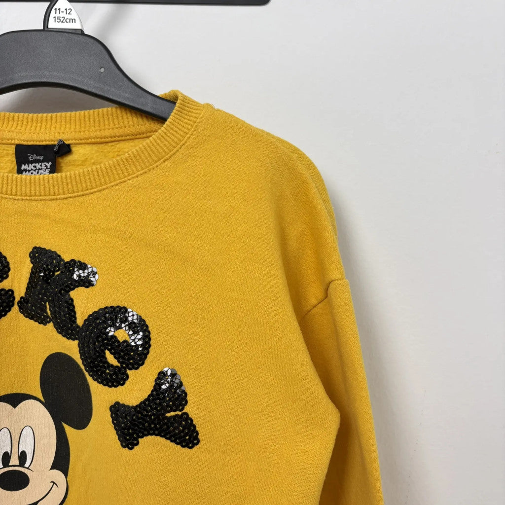 Disney Sárga Mickey egér mintás lány pulóver (134-140)