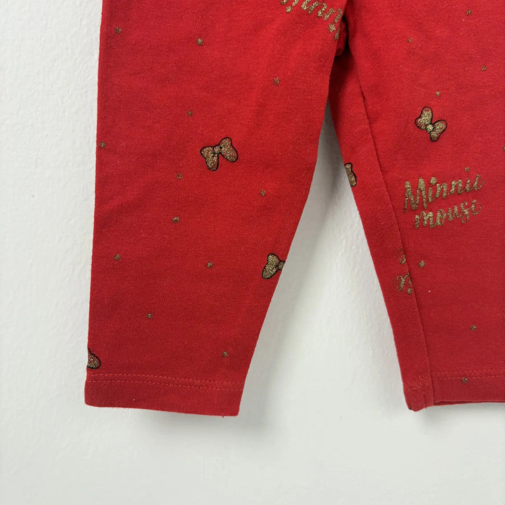 Disney Piros Minnie mouse feliratos lány leggings 68