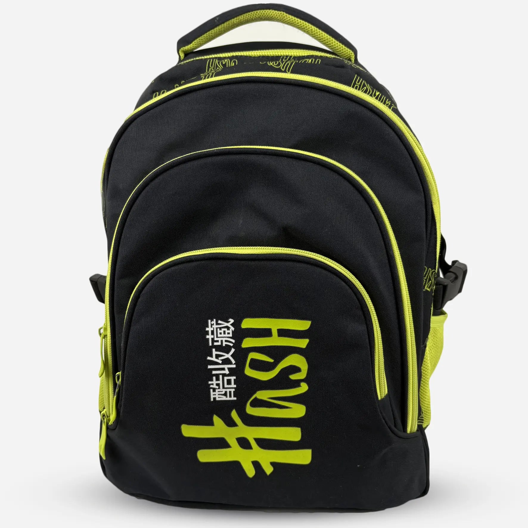 Hash ergonomikus iskolatáska fekete neon zöld
