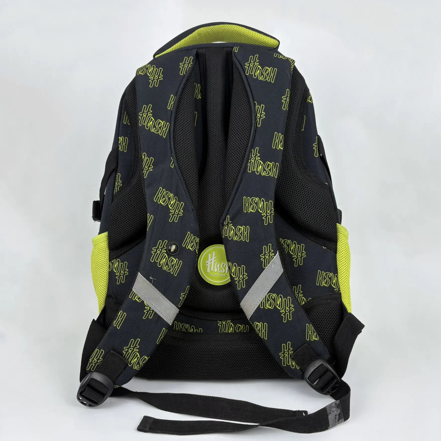 Hash ergonomikus iskolatáska fekete neon zöld