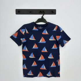 H&M sötétkék mintás póló 134-140