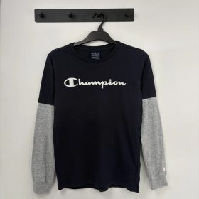 Champion sötétkék feliratos hosszú ujjú felső 152-158