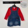 Szívecskés farmerruha szett fejpánttal 86