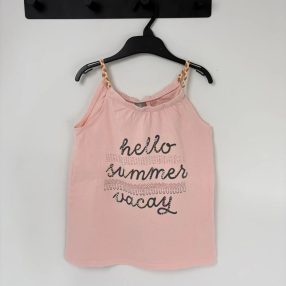 Little Kids rózsaszín feliratos ujjatlan top 128