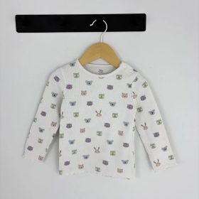 F&F állatos, bordázott mintás hosszú ujjú 92