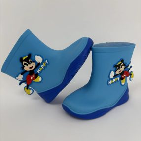 Világoskék mintás-feliratos gumicsizma 30