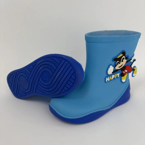 Világoskék mintás-feliratos gumicsizma 30