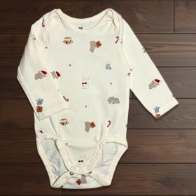 H&M Fehér karácsonyi mintás body (62)