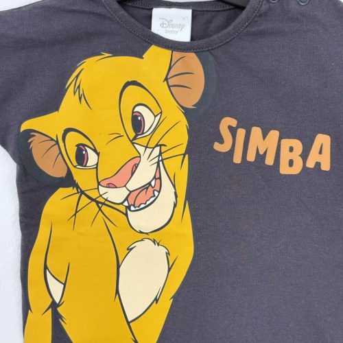 Disney szürke Simba mintás rövid ujjú póló, lány (80)