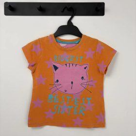 Next Narancssárga cicás-csillagos póló, lány (92-98)