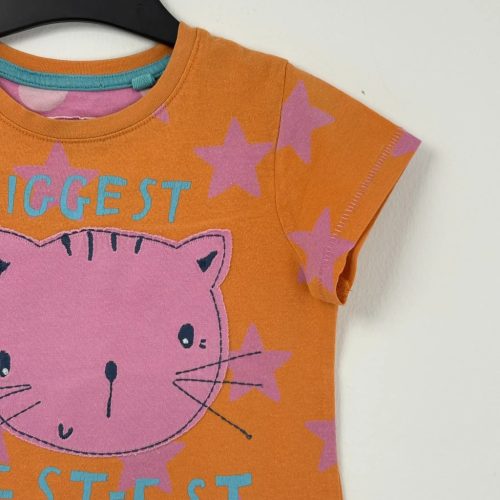 Next Narancssárga cicás-csillagos póló, lány (92-98)