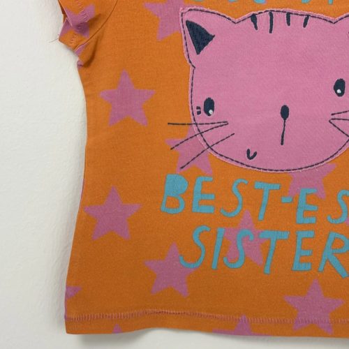 Next Narancssárga cicás-csillagos póló, lány (92-98)