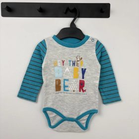 Szürke-kék feliratos baba body 68