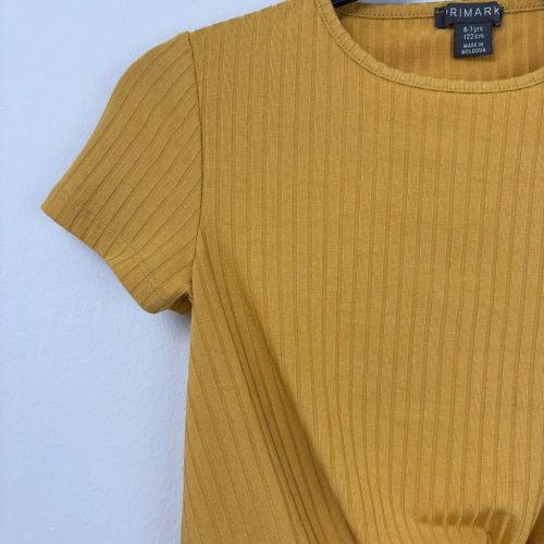 Primark bordázott sárga póló, lány (122)