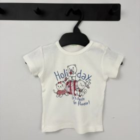 Benetton fehér Holiday mintás póló, lány (62)