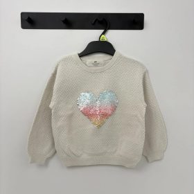 H&M Törtfehér szívecskés lány pulóver (104)