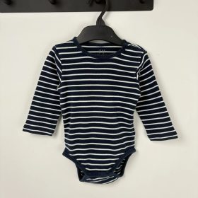 H&M sötétkék csíkos body 74