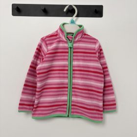 Rózsaszín csíkos lány polár pulóver (86-92)
